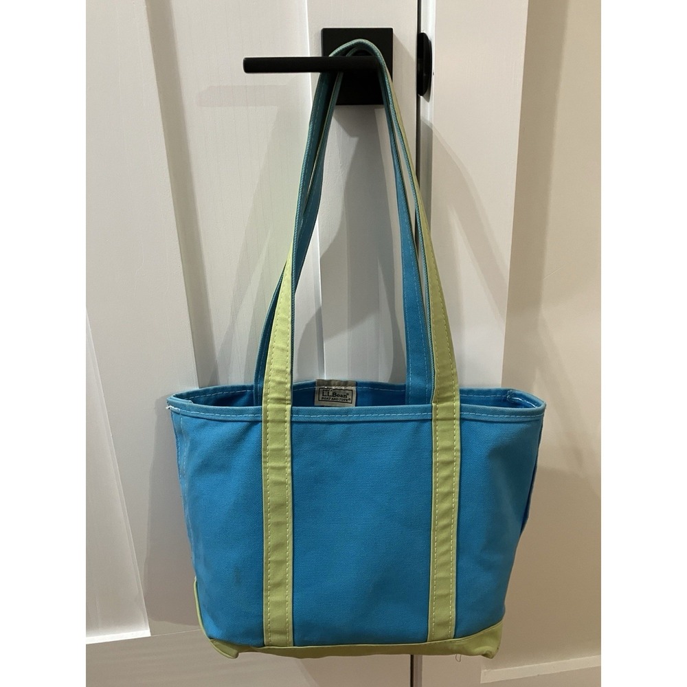 LL Bean 90's Boat & Tote Blue Green Heavy Canvas Bag Distressed Original Owner
